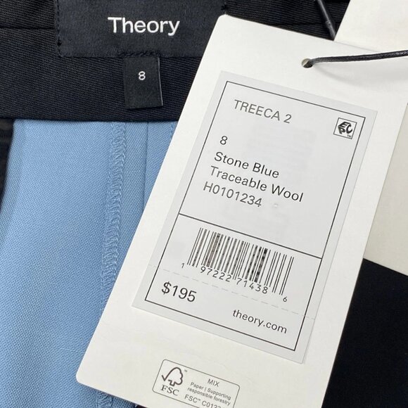 Theory Trecca 2 Cropped Mid‑Rise Suit Trousers – Stone Blue – Size 8 – NWT - Picture 5 of 8